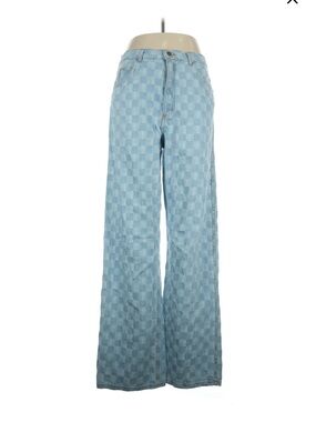 Judi Rosen Checkered Wide-Leg Jeans